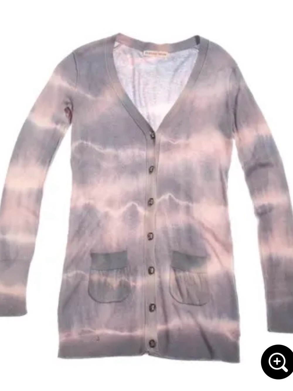 Rebecca Taylor Pink and Purple Tie-Dye V-Neck Button Cardigan